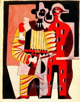 Pierrot et arlequin 1920 Cubist Oil Paintings